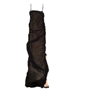Black mesh maxi dress